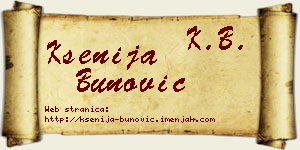 Ksenija Bunović vizit kartica